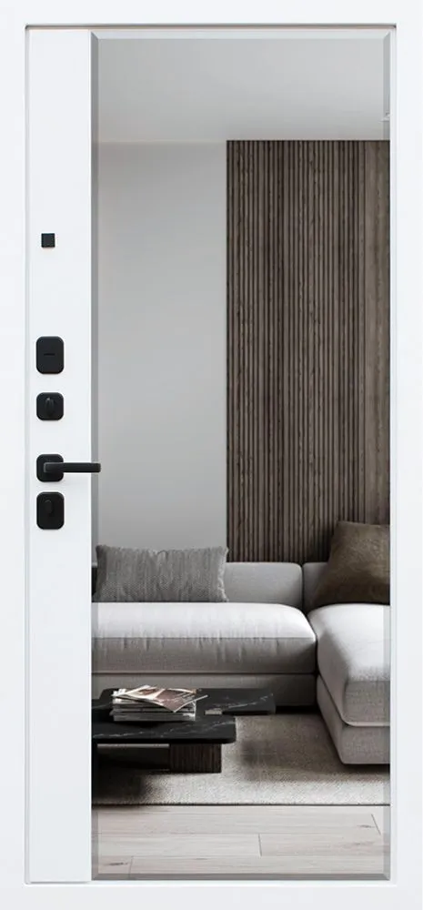 Входная дверь Глазго с зеркалом 880*2050 (Глазго с зеркалом белый матовый)