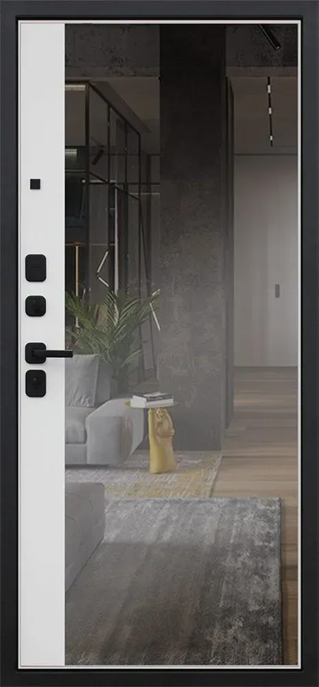 Входная дверь Корвет с зеркалом 860*2050 (Корвет с зеркалом белый матовый)