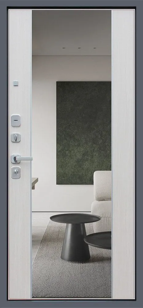 Входная дверь Тандем с зеркалом 880*2050 (Тандем с зеркалом белая лиственница)