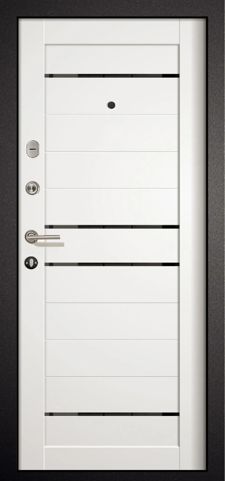 Входная дверь КВАТРО BLACK 960*2051 (КВАТРО BLACK ясень белый)