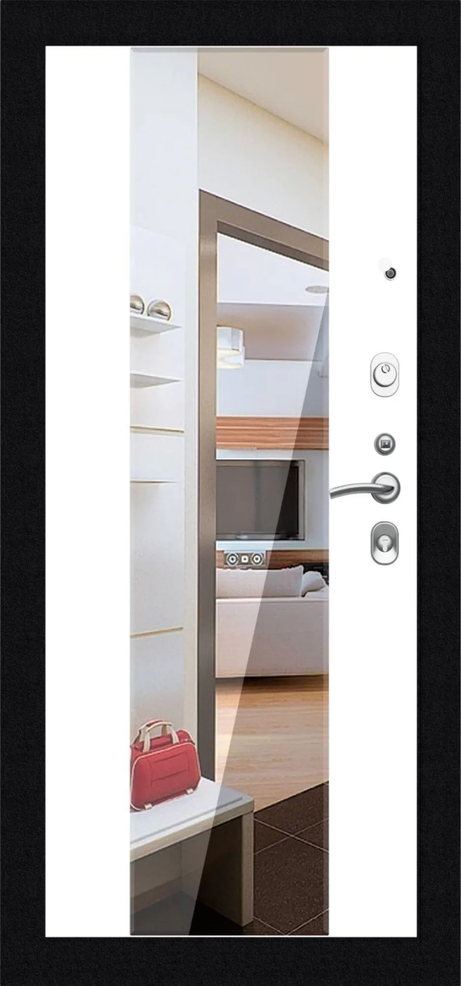 Входная дверь ДИАМАНТ ТЕПЛА 860*2050 (ДИАМАНТ ТЕПЛА пвх белая матовая)