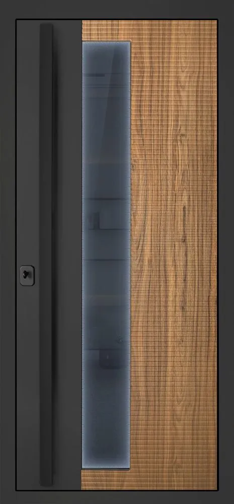 Входная дверь Era с окном термо 880*2050 (Era с окном термо орех каньон коньяк)