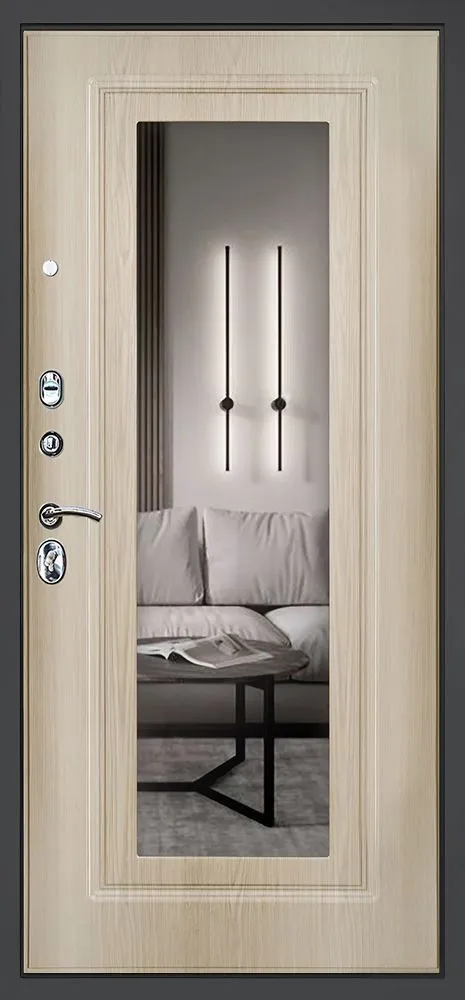 Входная дверь Норман с зеркалом 880*2050 (Норман с зеркалом беленый дуб)