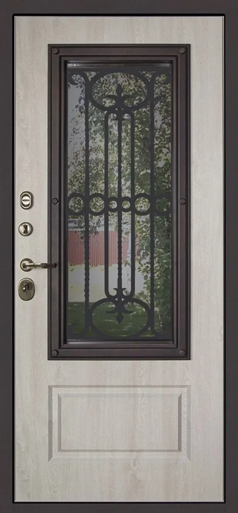 Входная дверь Гренландия термо с окном 880*2050 (Гренландия термо с окном сосна белая)