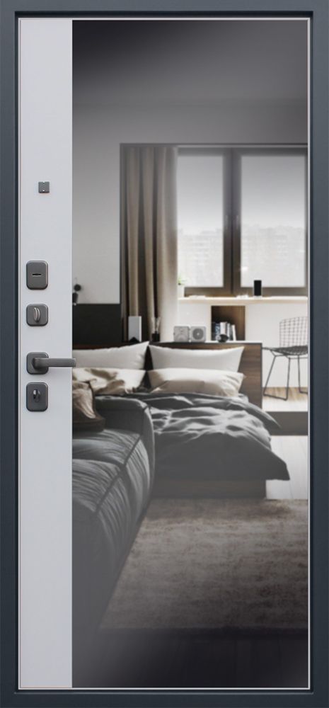 Входная дверь Реал с зеркалом 880*2050 (Реал с зеркалом капучино ZB 853-2)