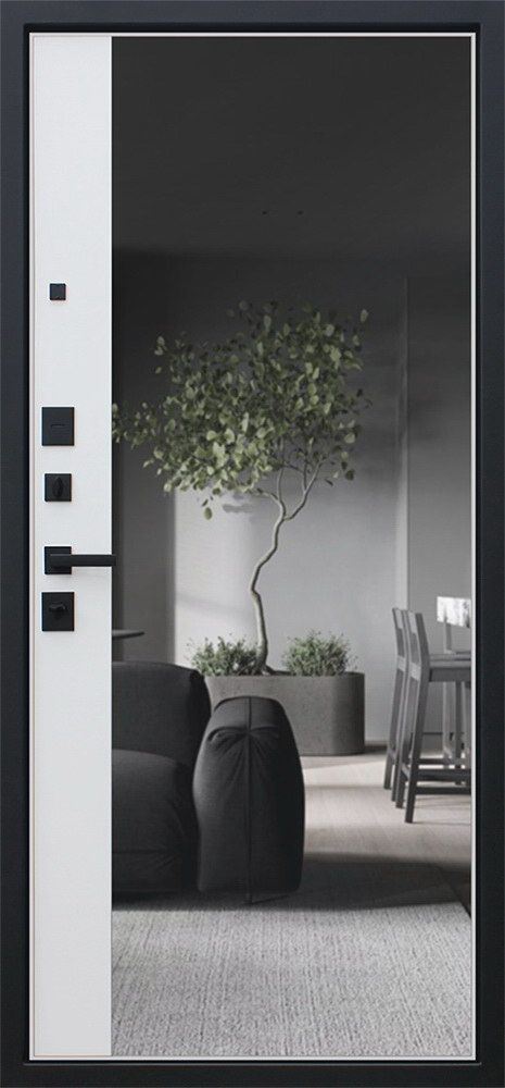 Входная дверь Линия с зеркалом 880*2050 (Линия с зеркалом капучино ZB 853-2)