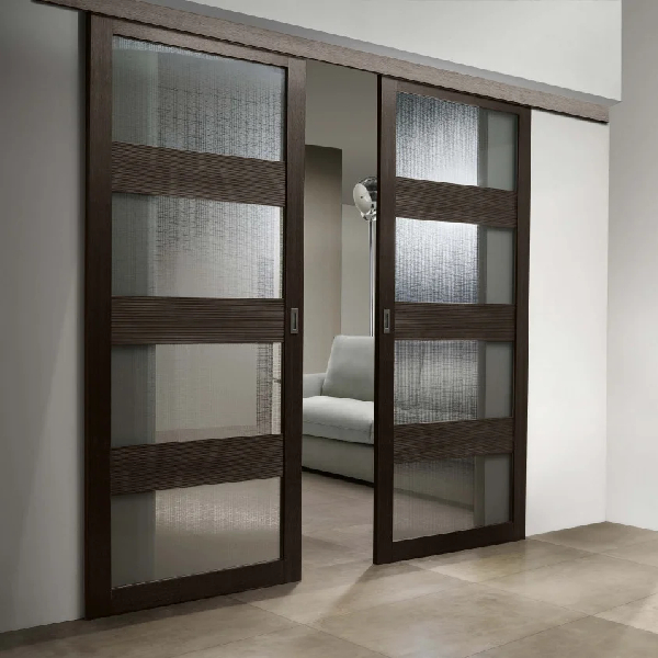 Комплект для двустворчатой синхронной двери, обычный стопор, потолочное крепление SLIDING SYNCRO до 60 кг