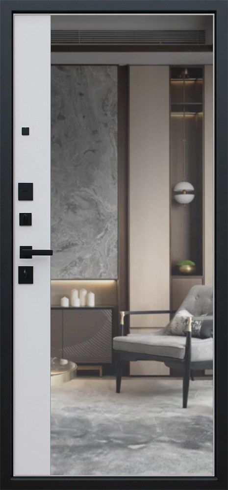 Входная дверь Шелк с зеркалом 880*2050 (Шелк с зеркалом капучино ZB 853-2)