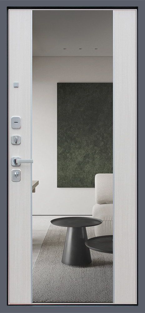 Входная дверь Тандем с зеркалом 880*2050 (Тандем с зеркалом белая лиственница)