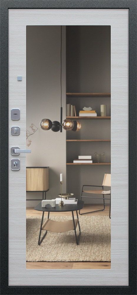 Входная дверь Future-1 с зеркалом 880*2050 (Future-1 с зеркалом акация светлая поперечная)