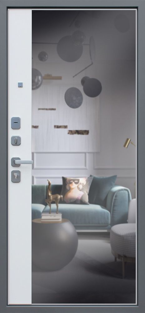 Входная дверь Бристоль с зеркалом 880*2050 (Бристоль с зеркалом белый матовый)