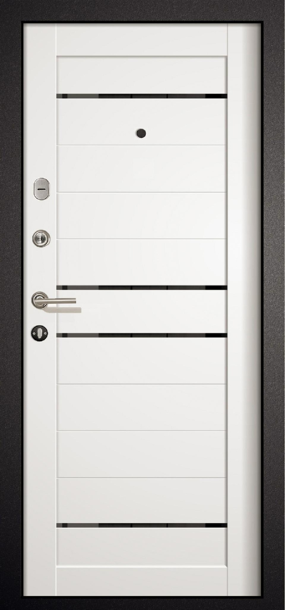 Входная дверь КВАТРО BLACK 960*2051 (КВАТРО BLACK ясень белый)