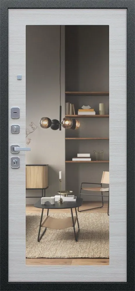 Входная дверь Future-1 с зеркалом 880*2050 (Future-1 с зеркалом акация светлая поперечная)