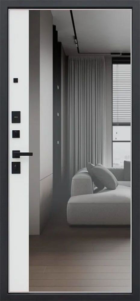 Входная дверь Каравелла с зеркалом 860*2050 (Каравелла с зеркалом белый матовый)