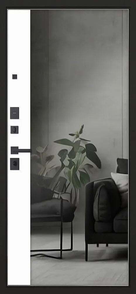 Входная дверь Грани с зеркалом 880*2050 (Грани с зеркалом белый матовый)