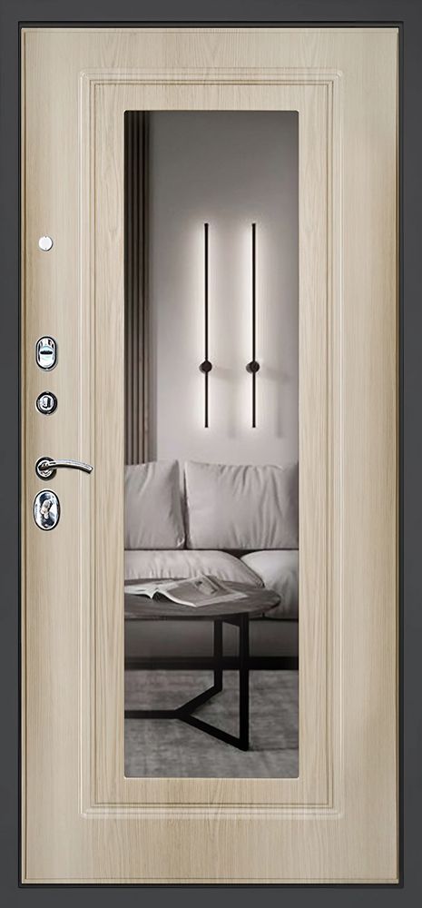 Входная дверь Норман с зеркалом 880*2050 (Норман с зеркалом беленый дуб)