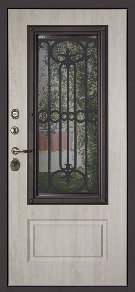 Входная дверь Гренландия термо с окном 880*2050 (Гренландия термо с окном сосна белая)