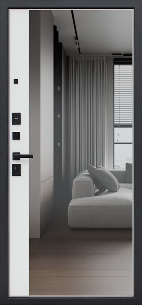 Входная дверь Каравелла с зеркалом 860*2050 (Каравелла с зеркалом белый матовый)