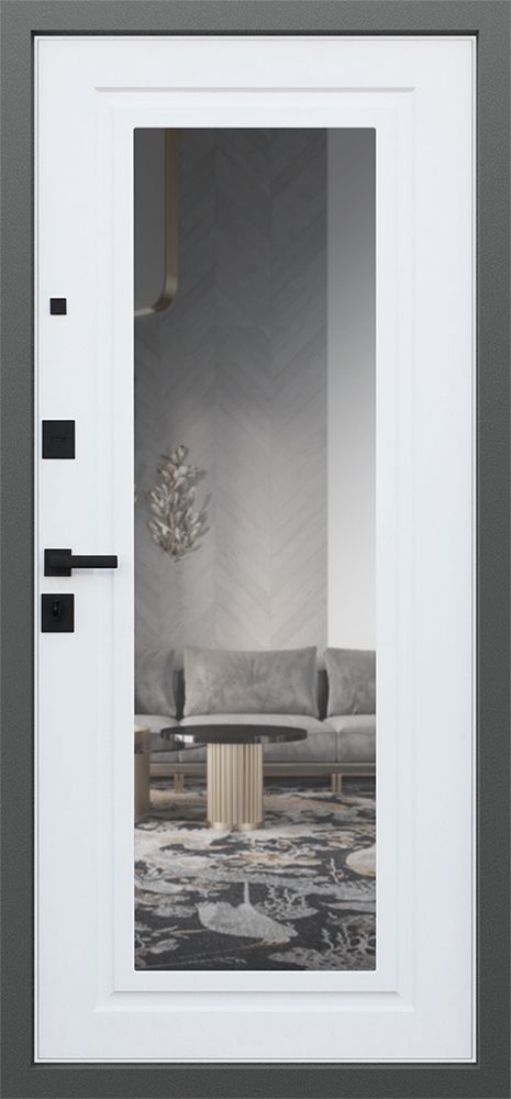 Входная дверь Интегра с зеркалом 880*2050 (Интегра с зеркалом ясень белый снег)