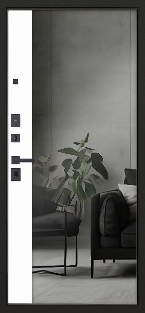 Входная дверь Грани с зеркалом 880*2050 (Грани с зеркалом белый матовый)