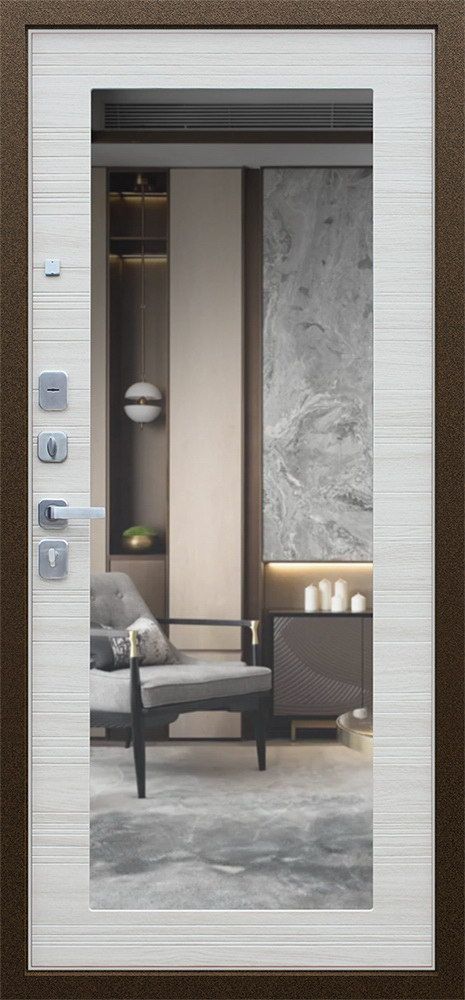 Входная дверь Легион с зеркалом 880*2050 (Легион с зеркалом акация светлая поперечная)